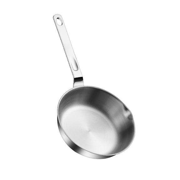 Cushteg Stainless Steel Frying Pan for Home Use, Dishwasher Safe Cooking Skillet with Pour Spout and Hanging Hole, for Gas Induction Cooktops(13.3cm)