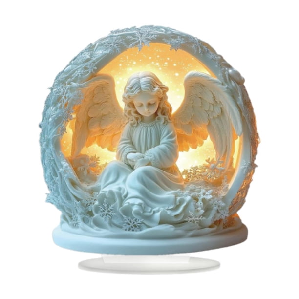 Ángel alado acrílico decorativo para mesa, adorno artesanal en 2D. Estilo C