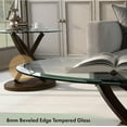thumbnail image 3 of Modern Oval Glass Top Coffee Table with X-Base, Dark Walnut , 48 in for Living Room, Bedroom, Home Office, 3 of 6