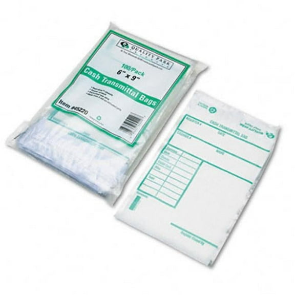 Quality Park Cash Transmittal Bags with Printed Info Block 6 x 9 Clear 100 bags per pack
