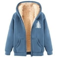 thumbnail image 1 of LOVZFMLL Winter Jackets for Women Fashionable Printed Fleece Hooded Sweatshirt Jacket, 1 of 4