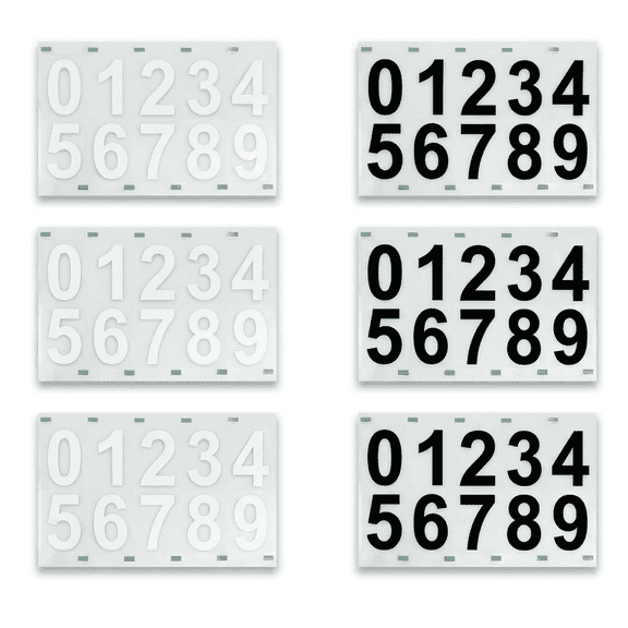 GQCLNBH Reflective Mailbox Numbers for Outside, 3 Inch Self Adhesive House Address Stickers, 6 Sheets White and Black, 0-9 for Mailbox, Door, Bin