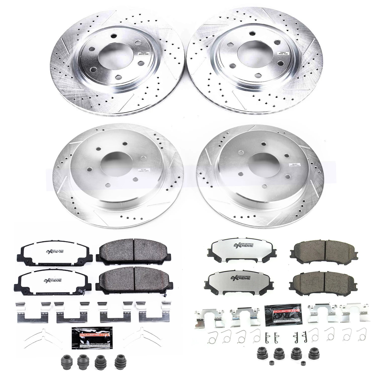 PowerStop Front and Rear Z36 Truck & Tow Carbon-Fiber Ceramic Brake Pad and Drilled and Slotted Rotor Kit Fits: NISSAN Select Models K7866-36