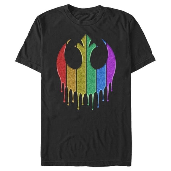 Men's Star Wars: A New Hope Rebel Alliance Rainbow Sparkle Drip  Graphic T-Shirt