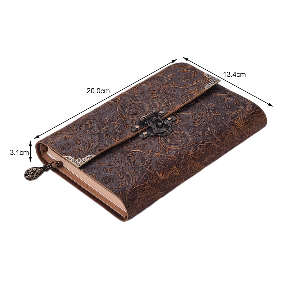 Handmade Leather Journal diary Notebook  Refillable Unlined Papers With C lock 