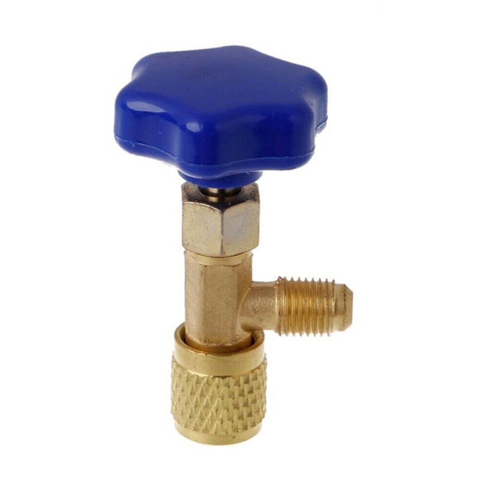 sourcing map Auto-obturant Canette Robinet Valve 1/4 SAE 7/16-28 UNEF Fil Boutille Ouvreur pour Réfrigération A/C Chargement Paquet de 2