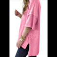 thumbnail image 2 of Camiseta Básica Informal de Verano de Corta con Aberturas Laterales Extragrandes, Rosa XXL, 2 of 7