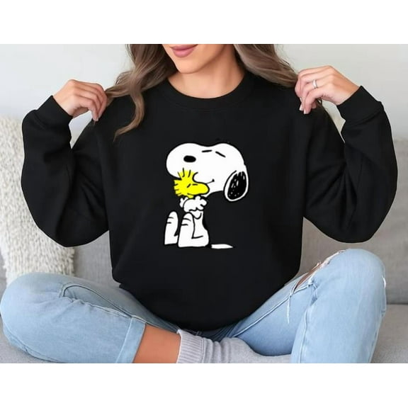 Sweet Cartoon Beagle with Cute Bird Hug Graphic Animal Sweatshirt, up to size 5XL