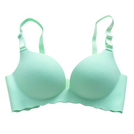 

CLZOUD Plus Size Comfort Bra Gn1 Nylon Spandex Macaron Underwear Traceless Girl Bra Set Smooth No Underwire Gathered Upper Bracket Adjustable Bra 36