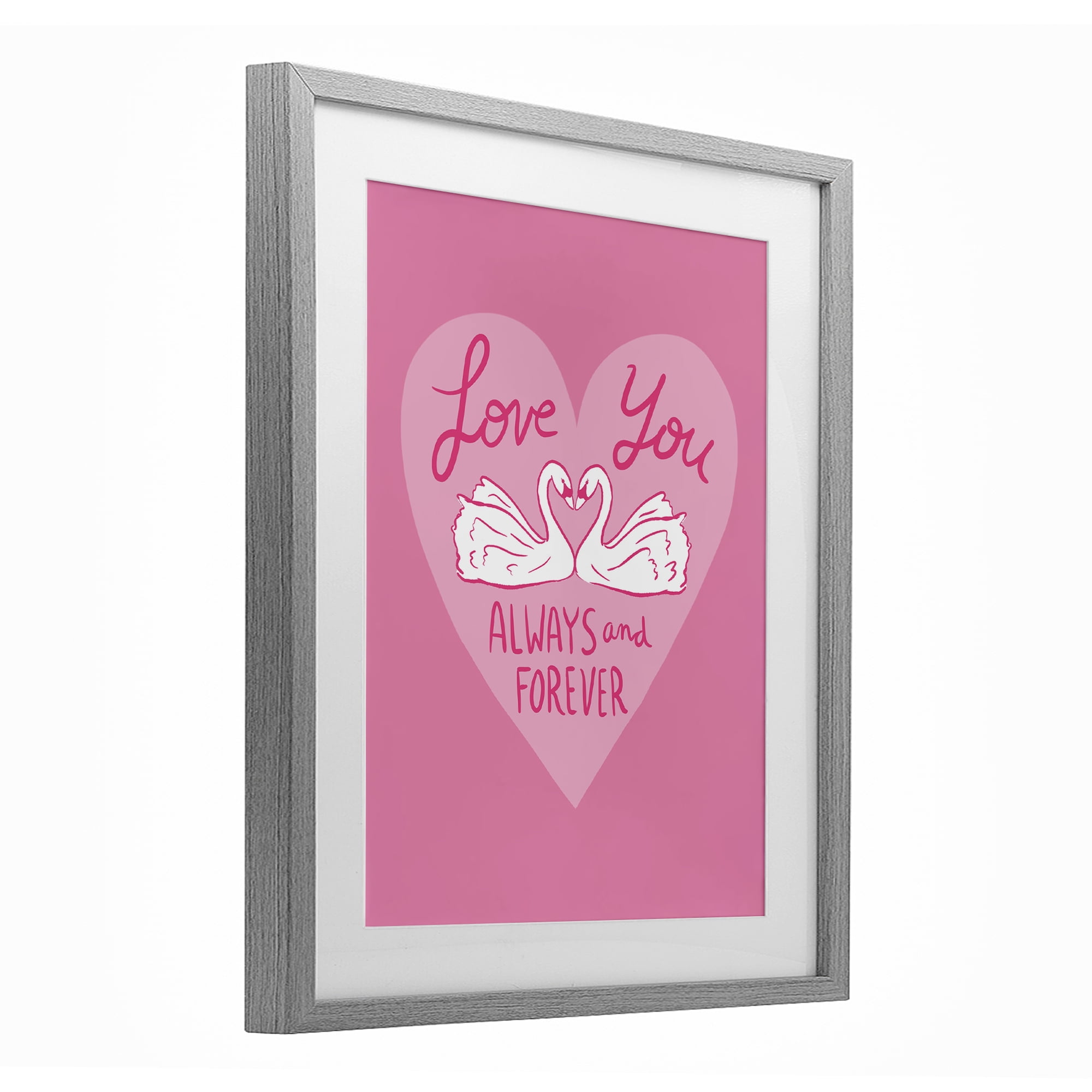 Always & Forever Swans Gray Framed Print Under Glass, design by Juliet Meeks