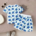 thumbnail image 7 of Girls Summer Floral Fruit Print Round Neck Short Sleeve Shorts Set, 7 of 7