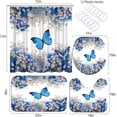 thumbnail image 6 of 4 Pieces Flower and Butterfly Shower Curtain Sets with Rugs, Romantic Blue Butterfly Shower Curtain, 6 of 7