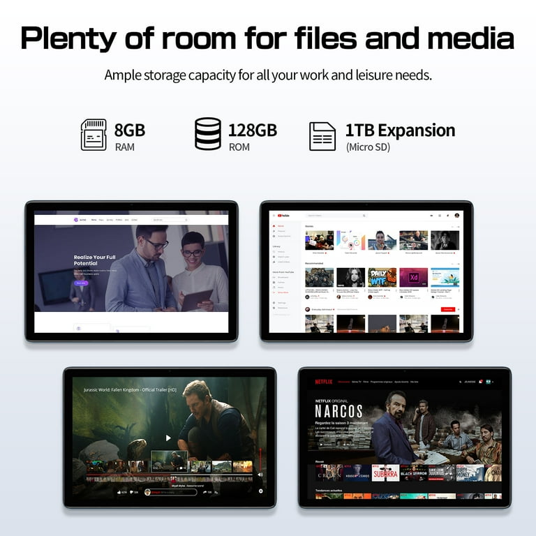 Android14タブレット 10.1インチ 8GB RAM 128GB ROM Android 14 タブレット Widevine L1 10.1インチ 12GB+128GB