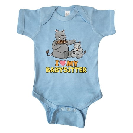 

Inktastic I Love My Babysitter Hippos Gift Baby Boy or Baby Girl Bodysuit