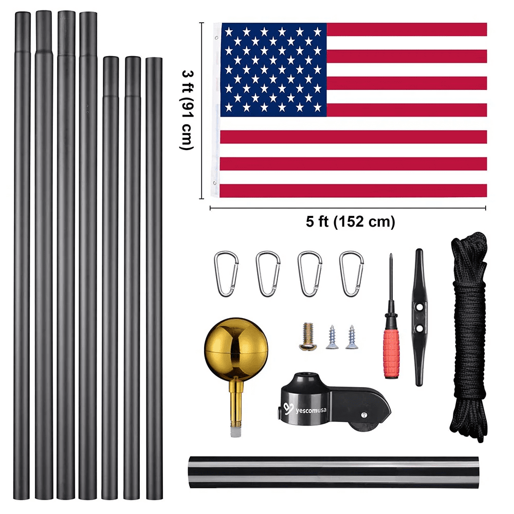 American Aluminum Sectional Flag Pole Set 30', Black