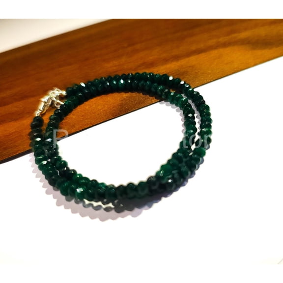 ROYALGEMSTONE Emerald Rondelle Plain Smooth Faceted Gemstone Green Onyx Beads Jade Beads