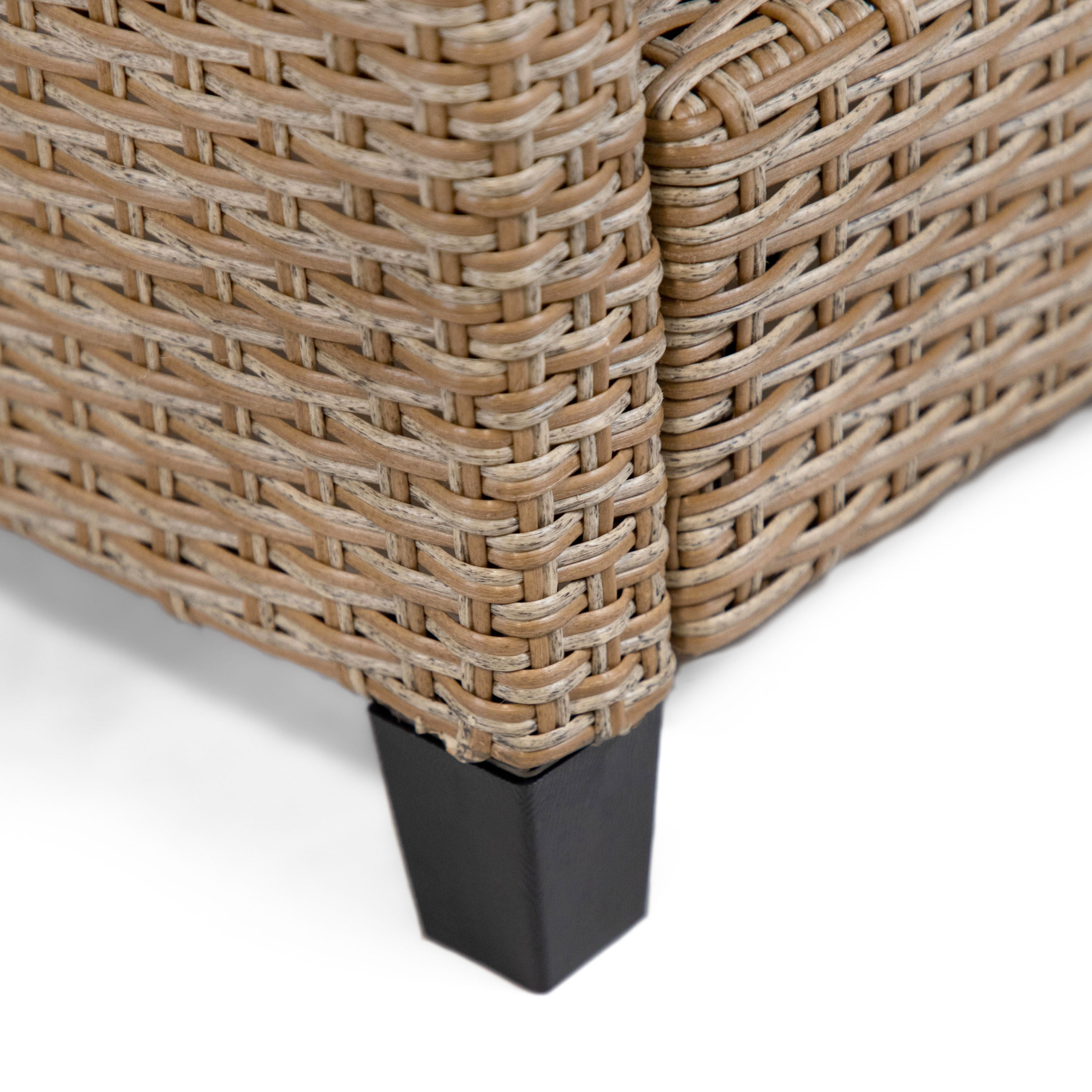 Alaya Outdoor Patio 1-Shelf PE Wicker and Steel Coffee Table, Natural Tone