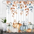 thumbnail image 4 of Ikfashoni Fall Shower Curtain with Hooks, Orange Pumpkin Leaves Waterproof Bathroom Curtains, 72"X72", 4 of 9
