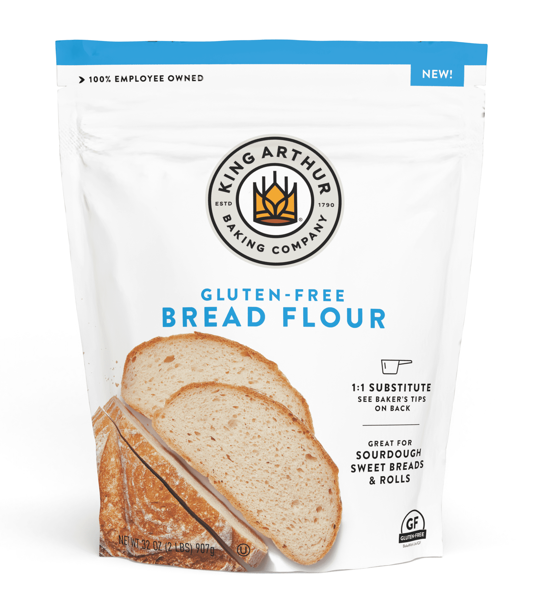 King Arthur Baking Company Certified Gluten-Free, 1:1 Flour Replacement Bread Flour, 2 lb Bag