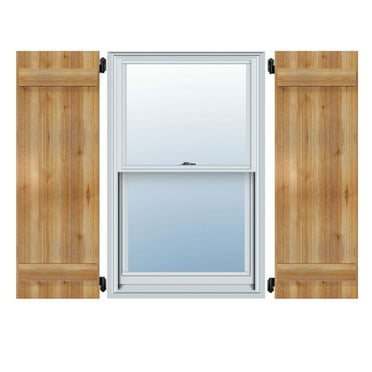 16 1/8"W X 34"H Timbercraft Three 5 3/8" Boards Joined Board-N-Batten Shutters, Rough Sawn Western Red Cedar (Per Pair)