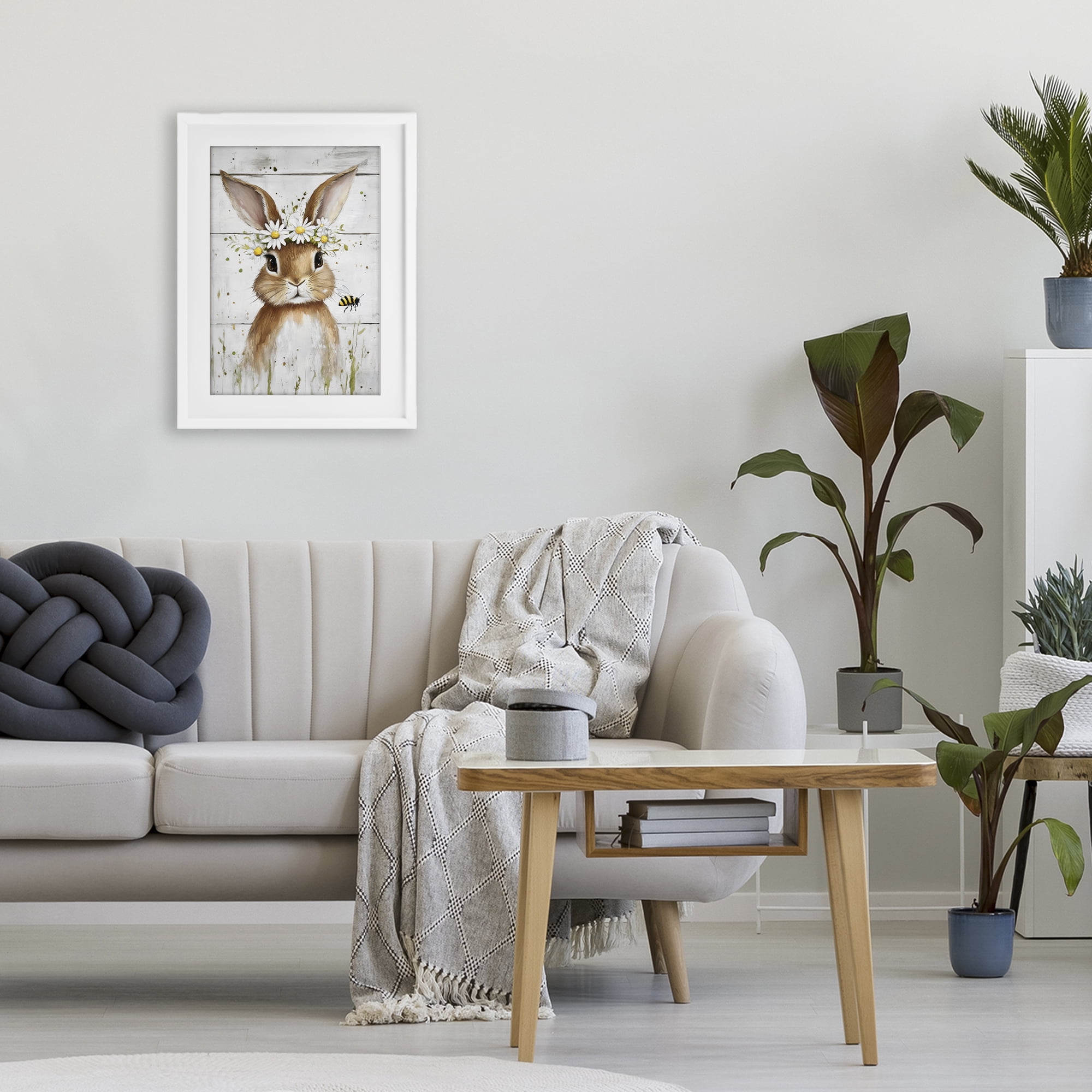 Stupell Industries The Bunny & The Bee White Framed Print Under Glass, design by Tina LeCour