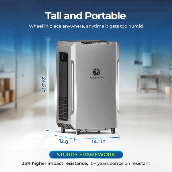 ARGENDON Commercial Dehumidifiers ,70 PPD Energy Star Dehumidifier for Basementr with Pump and Drain Hose ,on Wheels,High-Capacity Moisture and Humidity Control for Homes, Industrial Use, and Large S