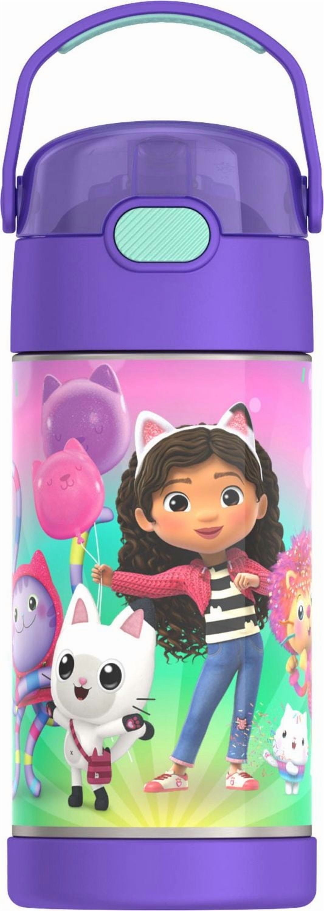 Thermos Kids Vacuum Insulated Funtainer Water Bottle with Flip Up Straw, 355ml, Gabby's Dollhouse, 12 Oz/354 ml, BPA free