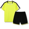 thumbnail image 4 of Odeerbi Conjunto de Entrenamiento de Fútbol Seco Rápido Para Chicos Y Niñas Malla Color Bloque Pantalones Cortos de Camiseta Conjuntos Atléticos Respirables Para 5-15 Años, 4 of 8