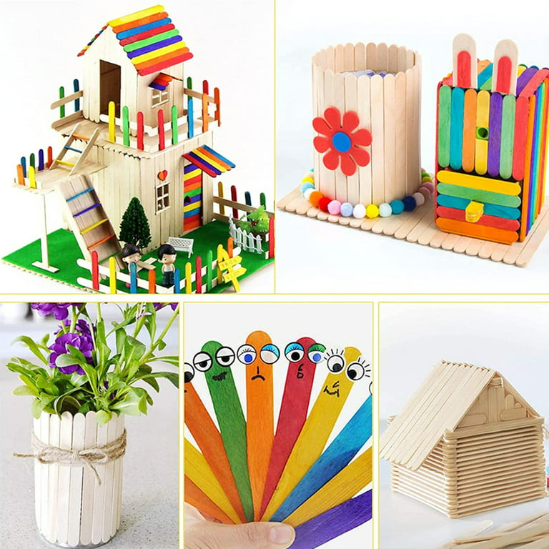 100Pcs Ice Cream Sticks Food Grade Solid Construction Wood Wooden Popsicle  Sticks DIY Crafts Accessories for Home Multi-co