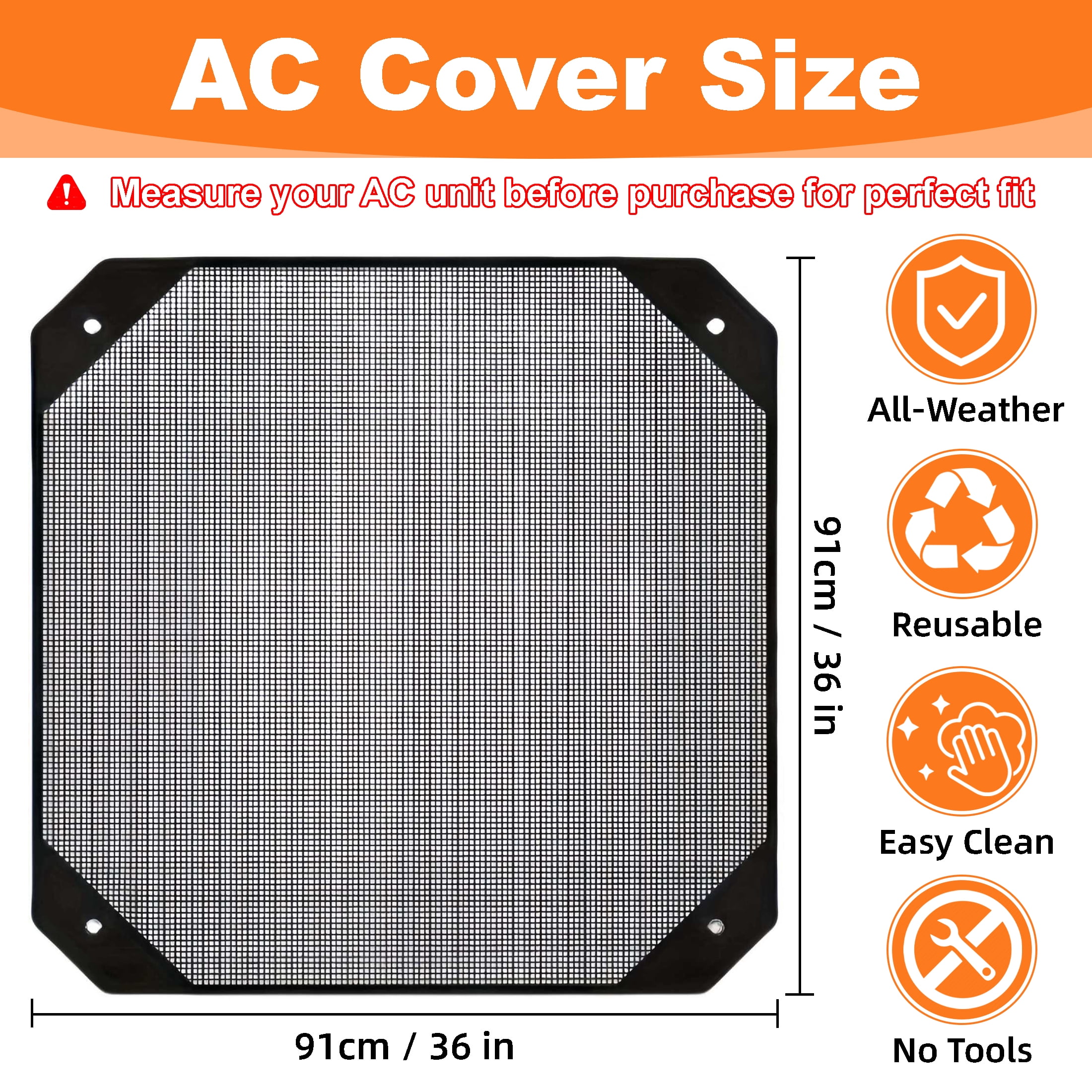 GARITIN 36" X 36" Air Conditioner Outdoor Unit Top Cover, AC Unit Protective Mesh Cover, Wind‑Permeable AC Top Net Guard for Blocking Leaves, Debris
