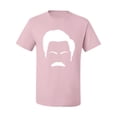 thumbnail image 2 of Wild Bobby, White Parks and Rec Fans Ron Swanson Mustache Face Silhouette, Pop Culture, Men Graphic Tee, Light Pink, Small, 2 of 4