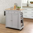 thumbnail image 2 of Bowery Hill Contemporary Wood Kitchen Cart in Natural and Gray, 2 of 2