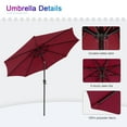 thumbnail image 2 of COBANA 9ft Patio Umbrella, Outdoor Table Market Umbrella with Push Button Tilt and Crank, Dark Red, 2 of 7