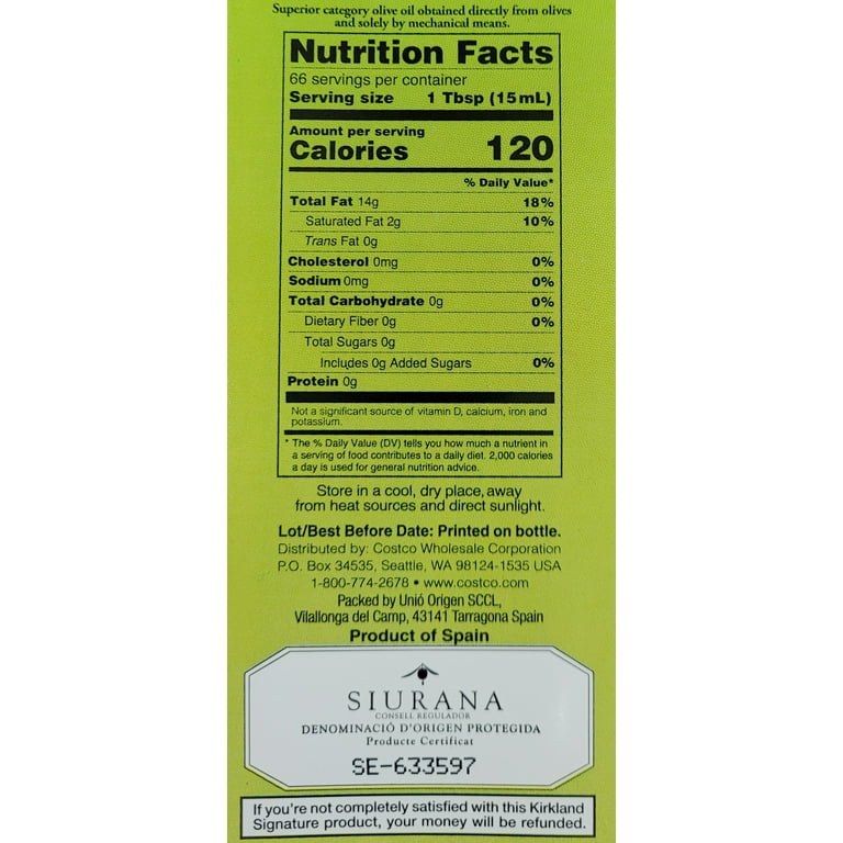 Kirkland Signature SIURANA Extra Virgin Olive Oil From Spain, 1
