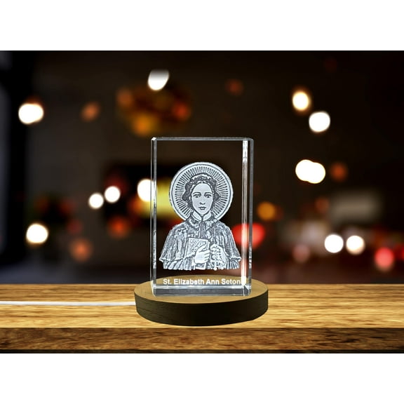 St. Elizabeth Ann Seton | First American-Born Saint Gift | Religious 3D Engraved Crystal