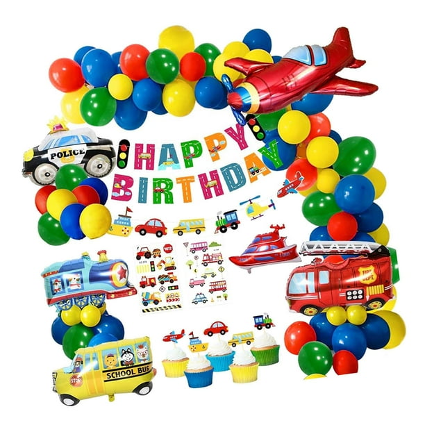 Transporte Decoraciones para fiestas de cumpleaños, camión, coche, , , coches, decoración de fiestas temáticas, adornos para tartas para Yuyangstore Globos de fiesta de cumpleaños