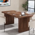 thumbnail image 3 of Tribesigns 6.5 ft Conference Table for 4-6 People, Brown Rectangle Meeting Table with Reinforced MDF Top and Black Metal Legs, Office Seminar Training Table, 3 of 5