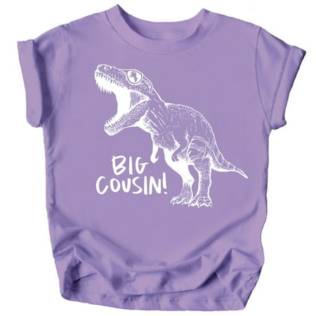 

Big Cousin Dinosaur T-Shirts for Girls and Boys Fun Family Outfits Purple Shirt 3T