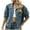 Blue, variant on Womens Tops Womens Jean Jacket Cropped Denim Jackets Stretchy 3/4 Puff Sleeve Distressed Shacket With Pockets Spring Tops For Women