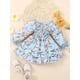 thumbnail image 2 of SAYOO Vestido floral casual para niñas, estampado de flores, cuello barco, manga larga, fruncido de una sola pieza con dobladillo en capas para niños, 1-5 años SAYOO Moda, 2 of 9