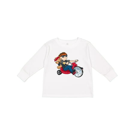 

Inktastic Boy Riding Tricycle in Biker Gear with Teddy Bear Gift Toddler Boy or Toddler Girl Long Sleeve T-Shirt