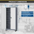 thumbnail image 5 of Fesbos Metal Storage Cabinet, 73" H Tall Steel Tool Cabinets with Wheels Lockable Doors and Adjustable Shelve, White Gray Garage Cabinet for Home,Kitchen, School, Office, 5 of 8