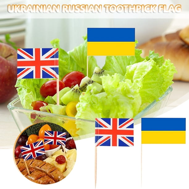 Xihbxyly Palillos de Dientes con Bandera, Palillos Decorativos para Frutas, Brochetas para Cóctel, Tenedores Multiusos para Postre o Sushi, Decoraciones para Fiestas, Juego de 100 Piezas, Tamaño 9 X