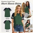 thumbnail image 6 of TEMOFON Women T Shirts Stripe Short Sleeve Comfy Tops for Women Loose Fit Summer Tshirts Chic Green Tee 2024, 6 of 8