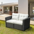 thumbnail image 3 of Resenkos 2 Pieces Patio Wicker Corner Sofa Set, Outdoor Sectional Furniture, Beige, 3 of 11