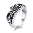 thumbnail image 2 of Bling Jewelry Mens Biker Jewelry Angel Wing Band Ring Oxidized Stainless Steel, 2 of 6