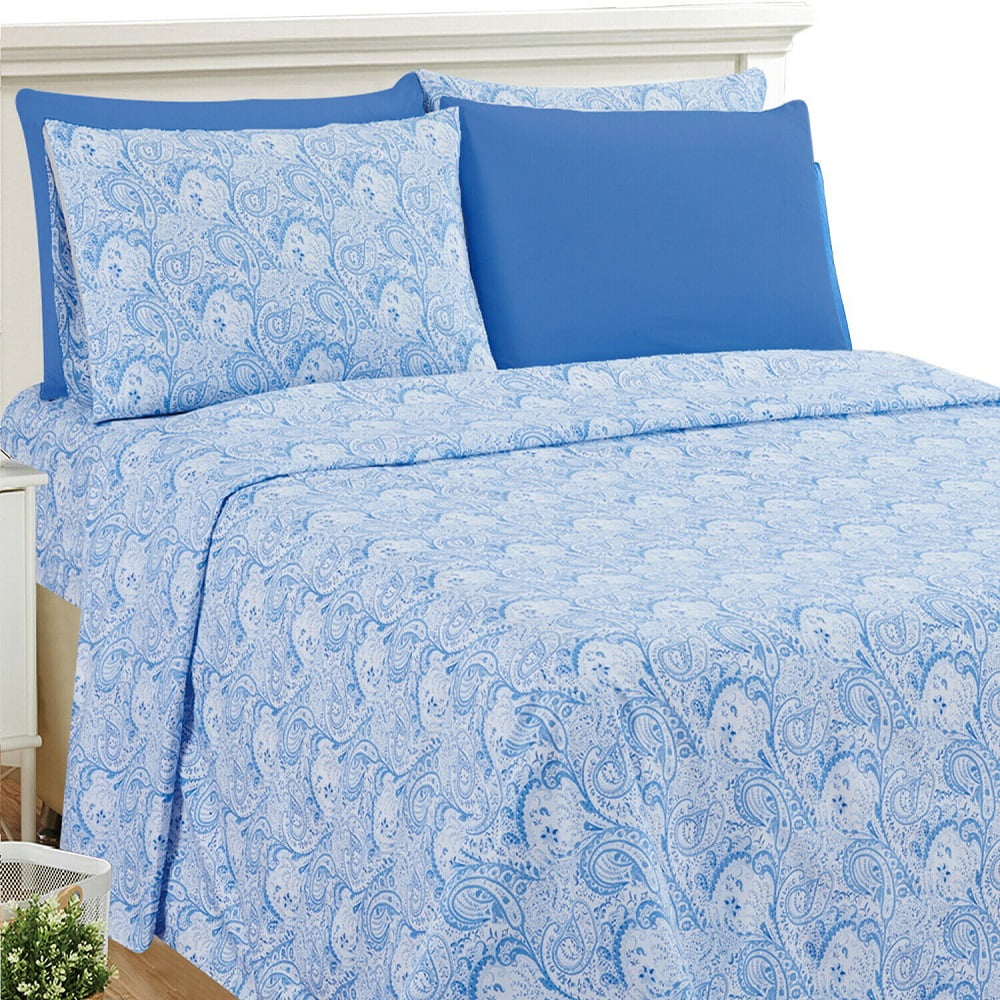 Deep Pocket 6 Piece Bed Sheet Set 1800 Thread Count Egyptian Comfort Paisley Sheet King Size