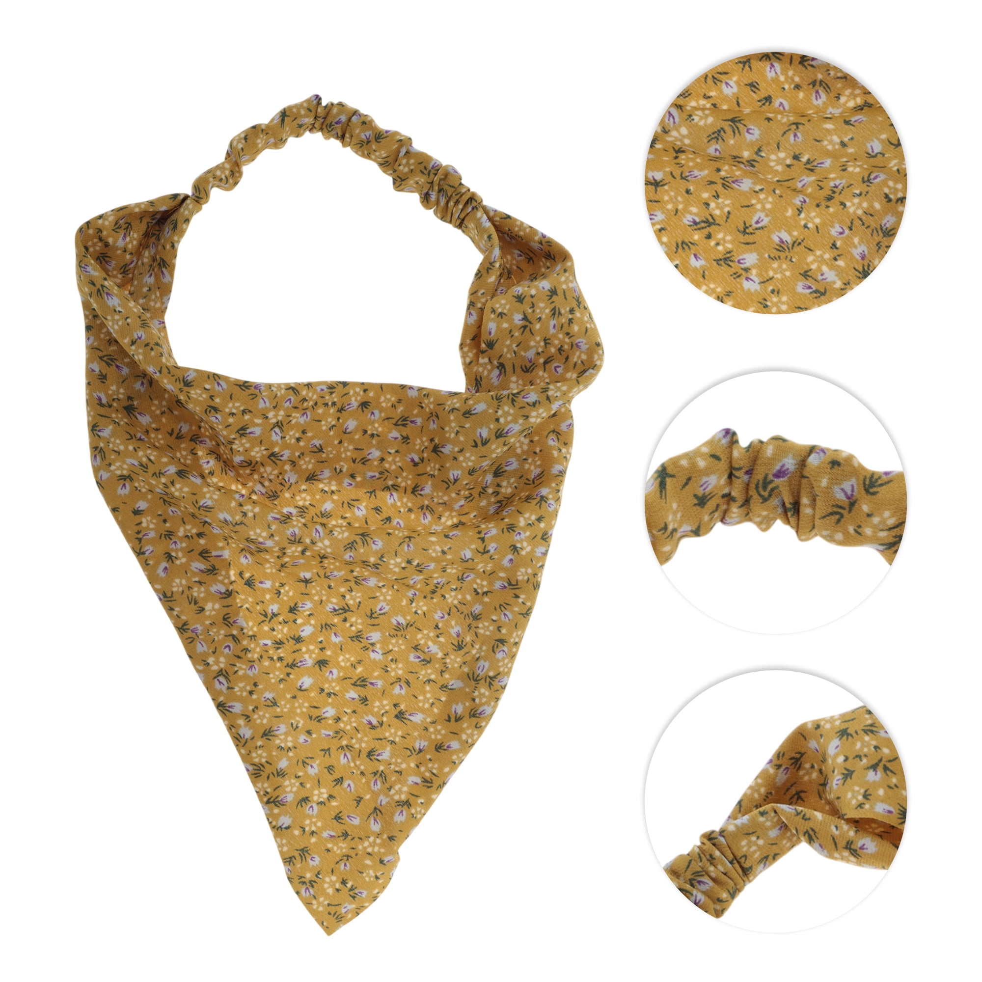 Unique Bargains 1pc Stylish Ditsy Floral Headwrap 9.25''x8.86'' Yellow