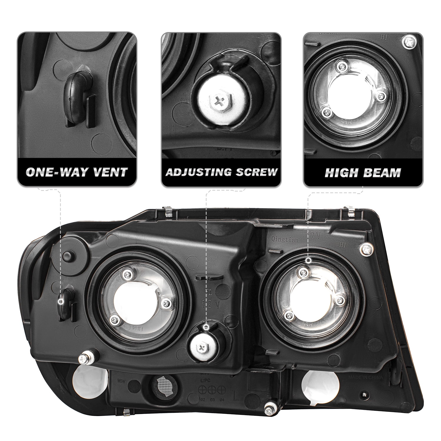 Chrome Housing Amber Headlights Assembly For 1999-2004 Jeep Grand Cherokee LH+RH