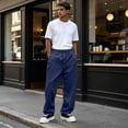 thumbnail image 5 of Nestiefly Men's Baggy Sweatpants Wide Leg Elastic Drawstring Waist Pants Casual Lounge Joggers Athletic Pants with Pockets Dark Blue 2XL, 5 of 7